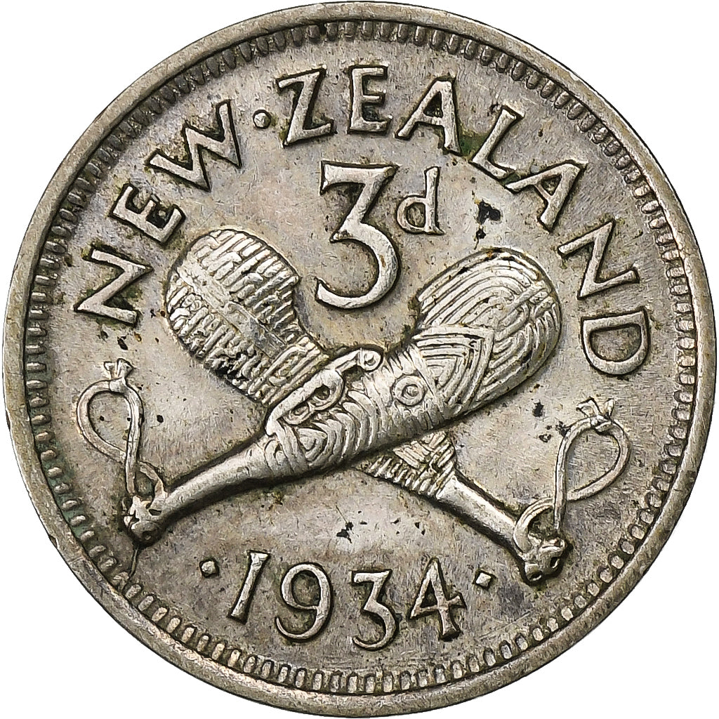 Neuseeland, George V, 3 Pence, 1934, Silber, SS, KM:1