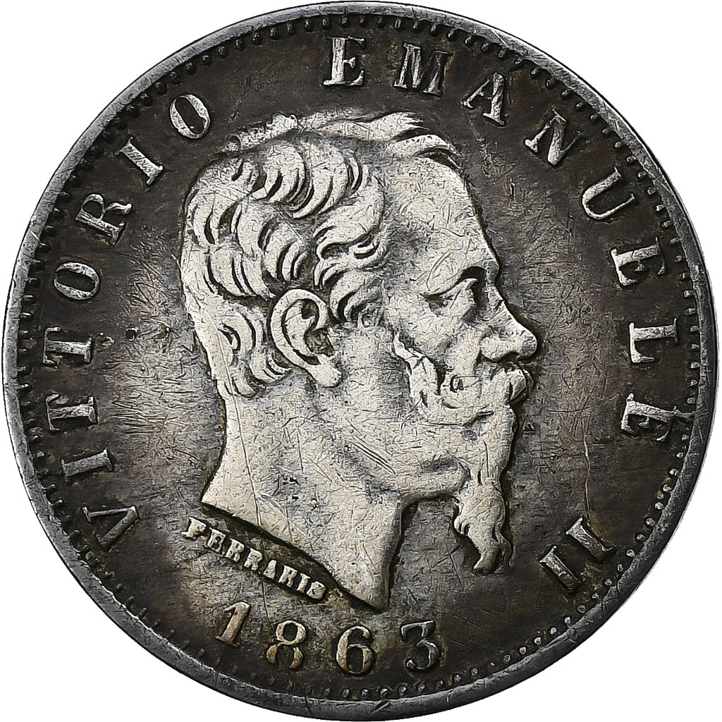 Itália, Vittorio Emanuele II, 20 Centesimi, 1863, Milan, Prata, EF(40-45)