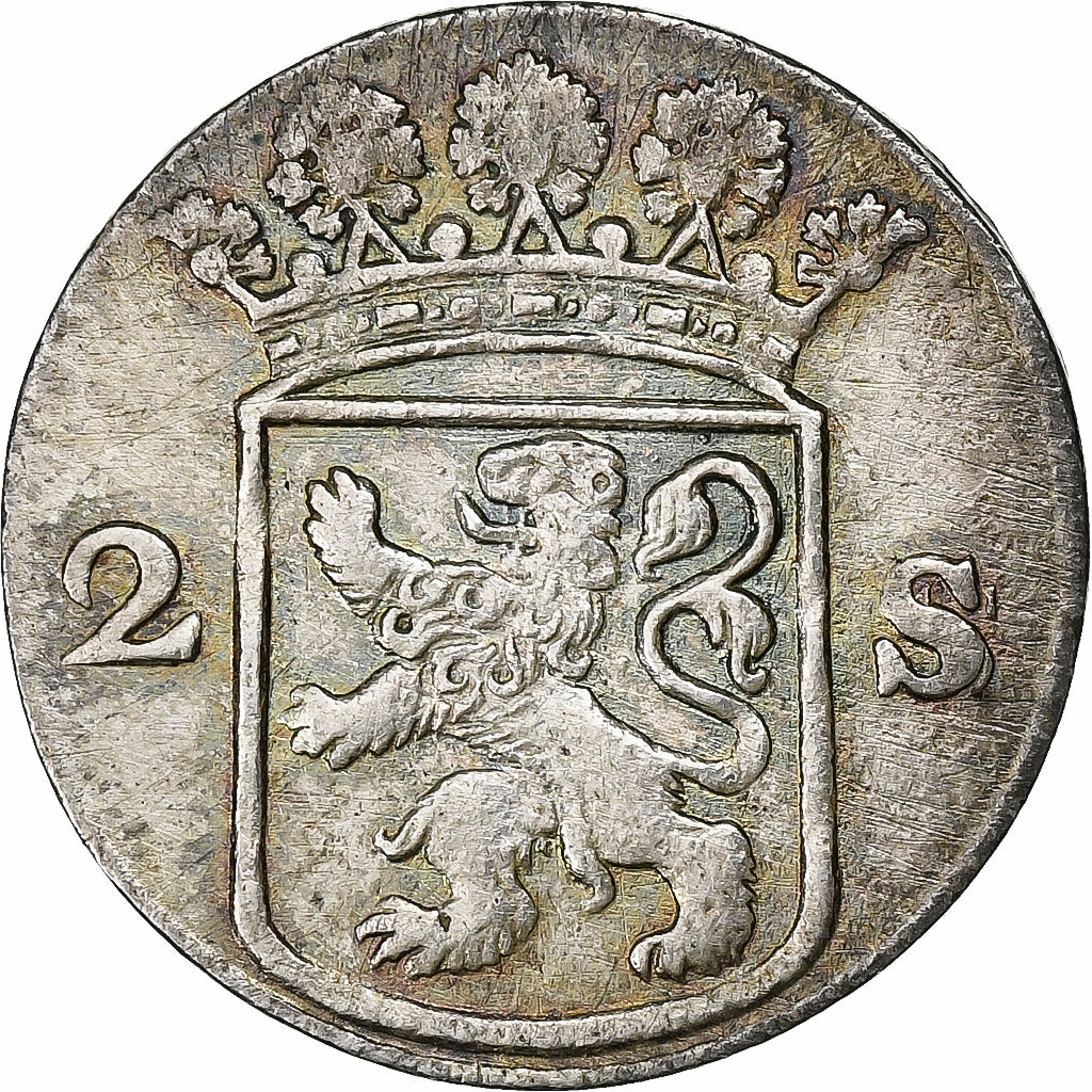 Netherlands, HOLLAND, 2 Stuivers, Double Wapenstuiver, 1760, Silver, AU(50-53)