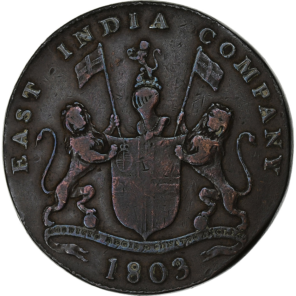 INDIA - BRITANNICA, MADRAS PRESIDENCY, 20 Cash, 1803, Soho Mint, Rame, MB+