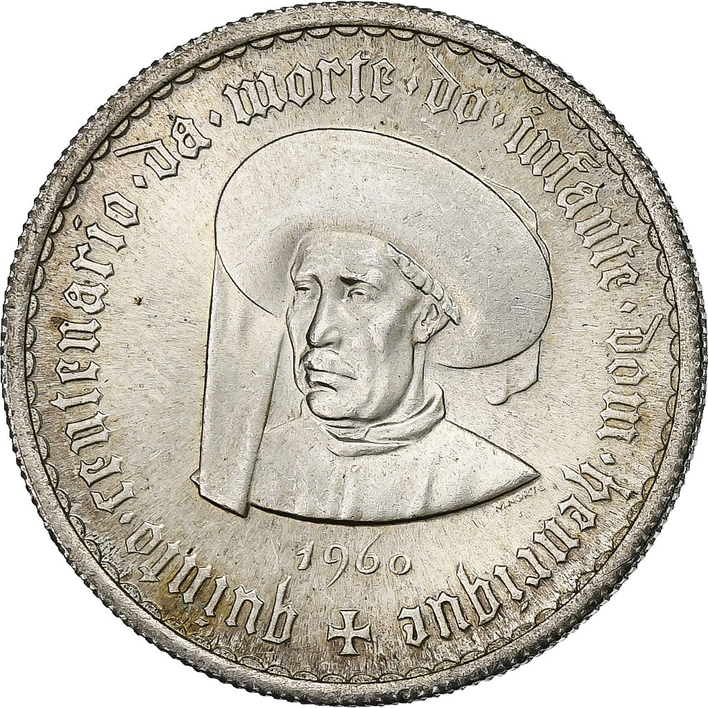 Portugal, 5 Escudos, 1960, Lisbon, Silver, AU(55-58), KM:587