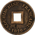 FRENCH COCHIN CHINA, 2 Sapeque, 1879, Paris, Bronze, VF(30-35), Lecompte:9, KM:2