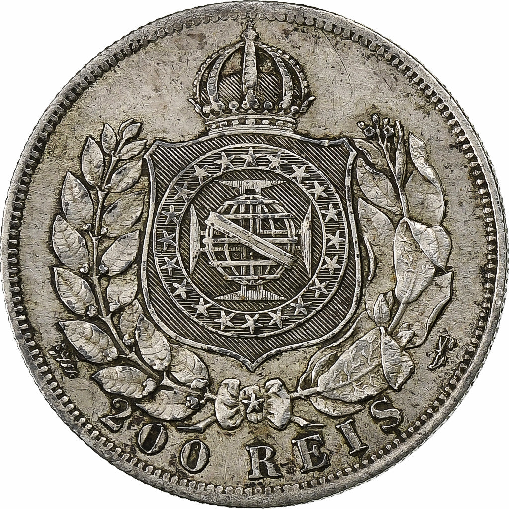 Brazil, Pedro II, 200 Reis, 1868, Silver, EF(40-45), KM:471