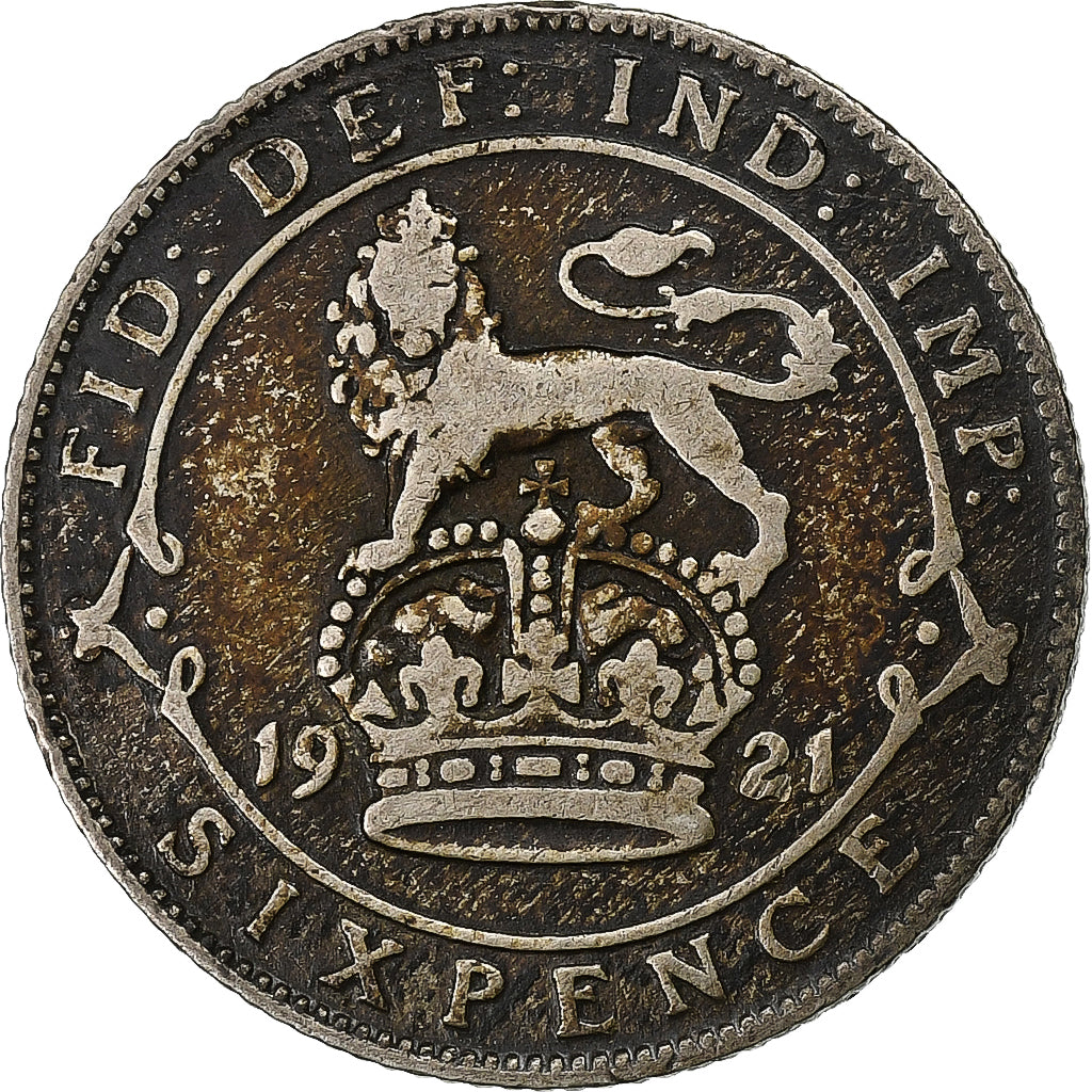Great Britain, George V, 6 Pence, 1921, Silver, VF(30-35), KM:815a.1