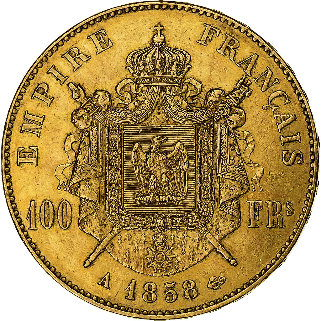 France, Napoleon III, 100 Francs, 1858, Paris, Gold, AU(50-53), Gadoury:1135
