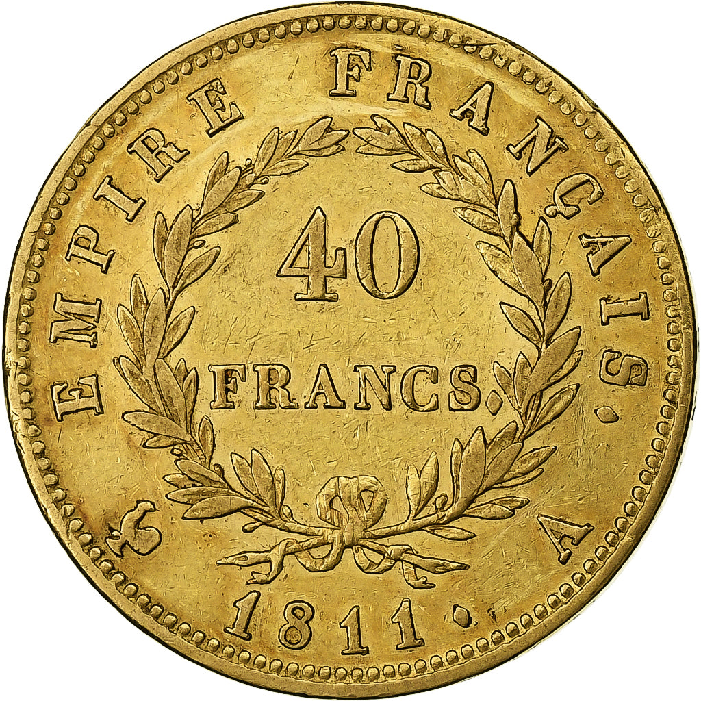 Francia, 40 Francs, Napoléon I, 1811, Paris, Oro, MBC, Gadoury:1084, KM:696.1