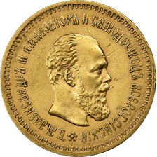 Rusland, Alexander III, 5 Roubles, 1886, St. Petersburg, Goud, ZF+, KM:42