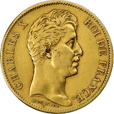 França, Charles X, 40 Francs, Charles X, 1828, Paris, Dourado, EF(40-45)