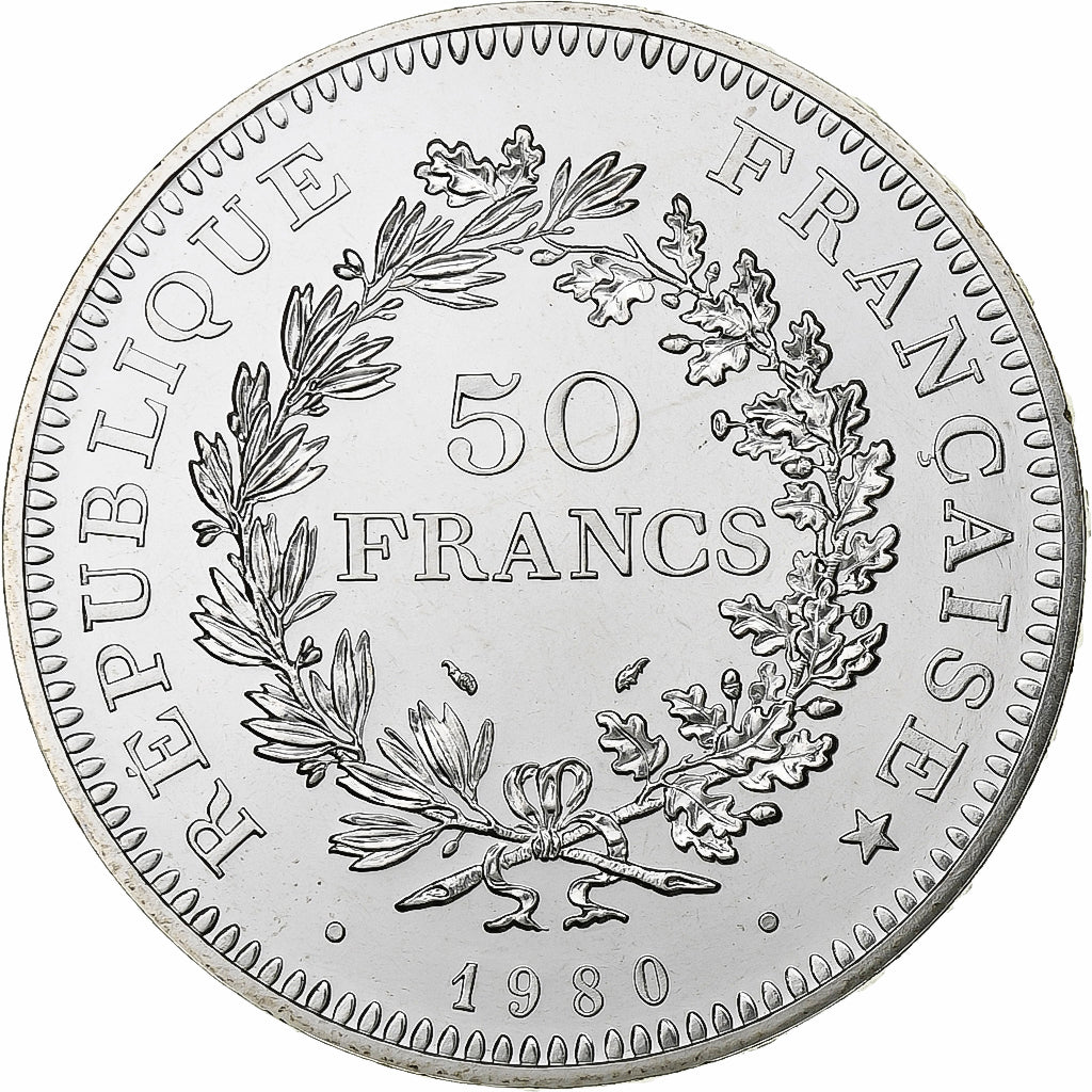 France, 50 Francs, Hercule, 1980, Paris, Silver, MS(65-70), Gadoury:882