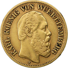 Etats allemands, WURTTEMBERG, Karl I, 10 Mark, 1876, Freudenstadt, Or, TTB