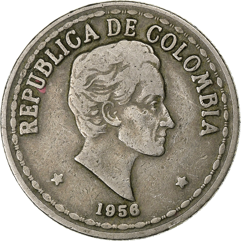 Colombia, 20 Centavos, 1956, Rame-nichel, BB, KM:215.1