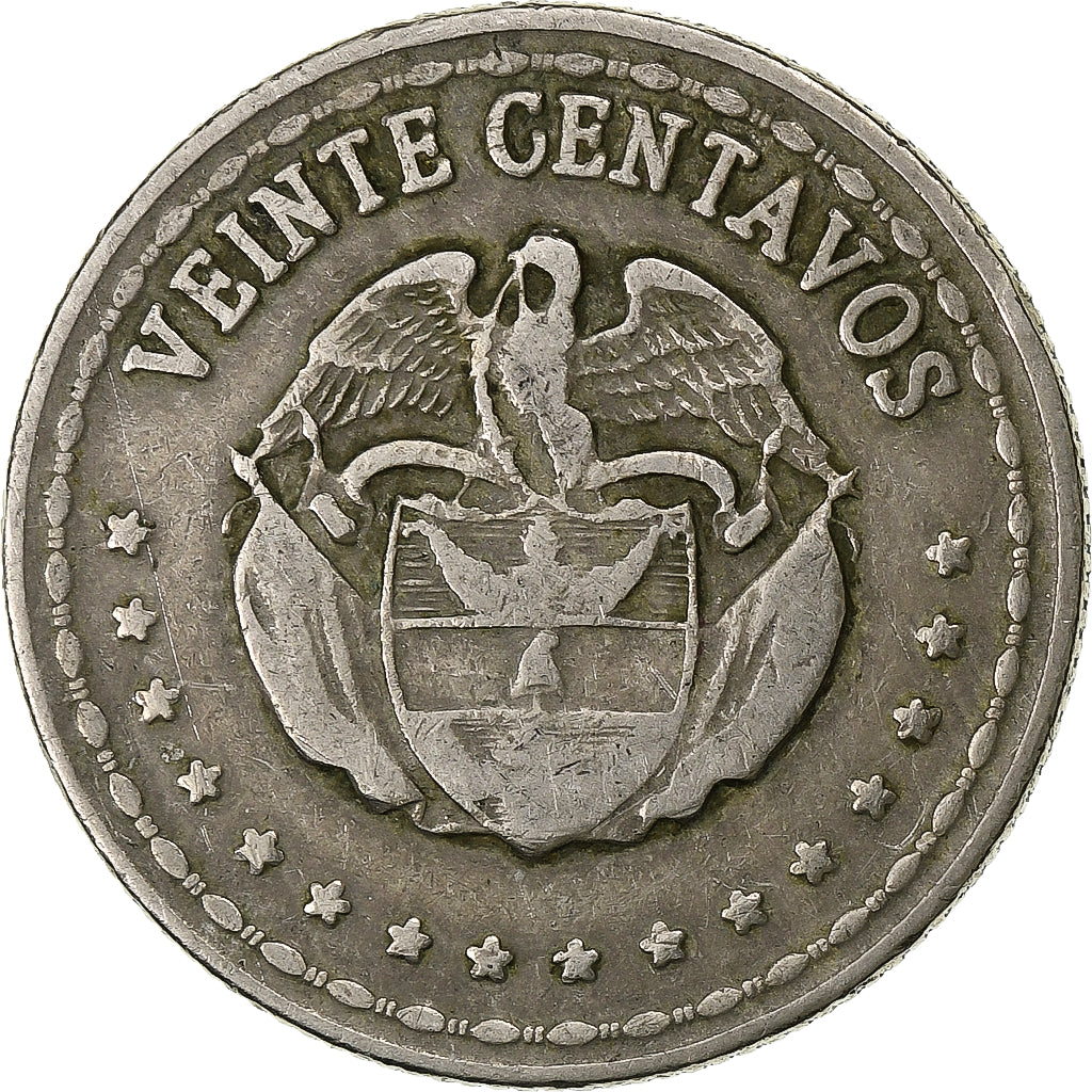 Colombia, 20 Centavos, 1956, Rame-nichel, BB, KM:215.1