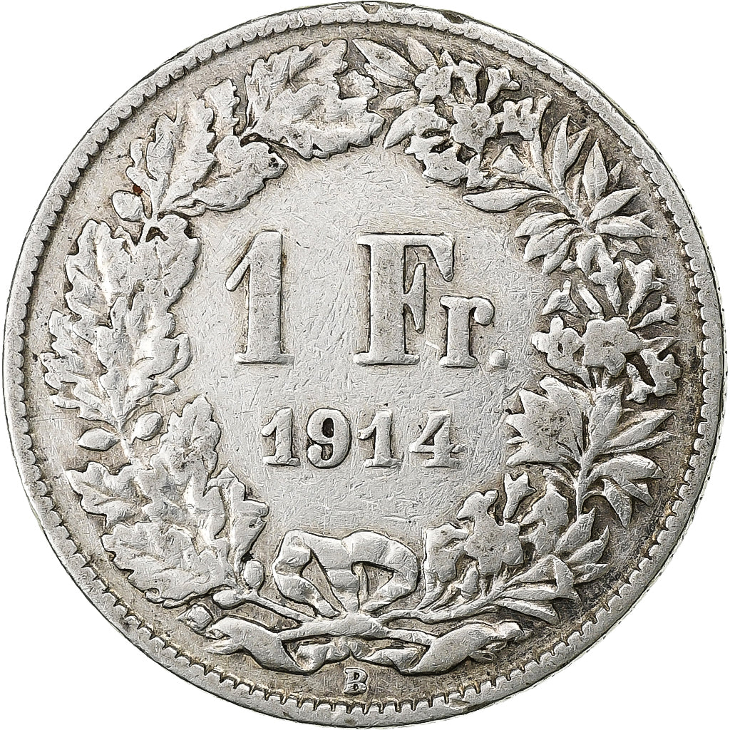 Zwitserland, Franc, 1914, Bern, Zilver, ZF, KM:24