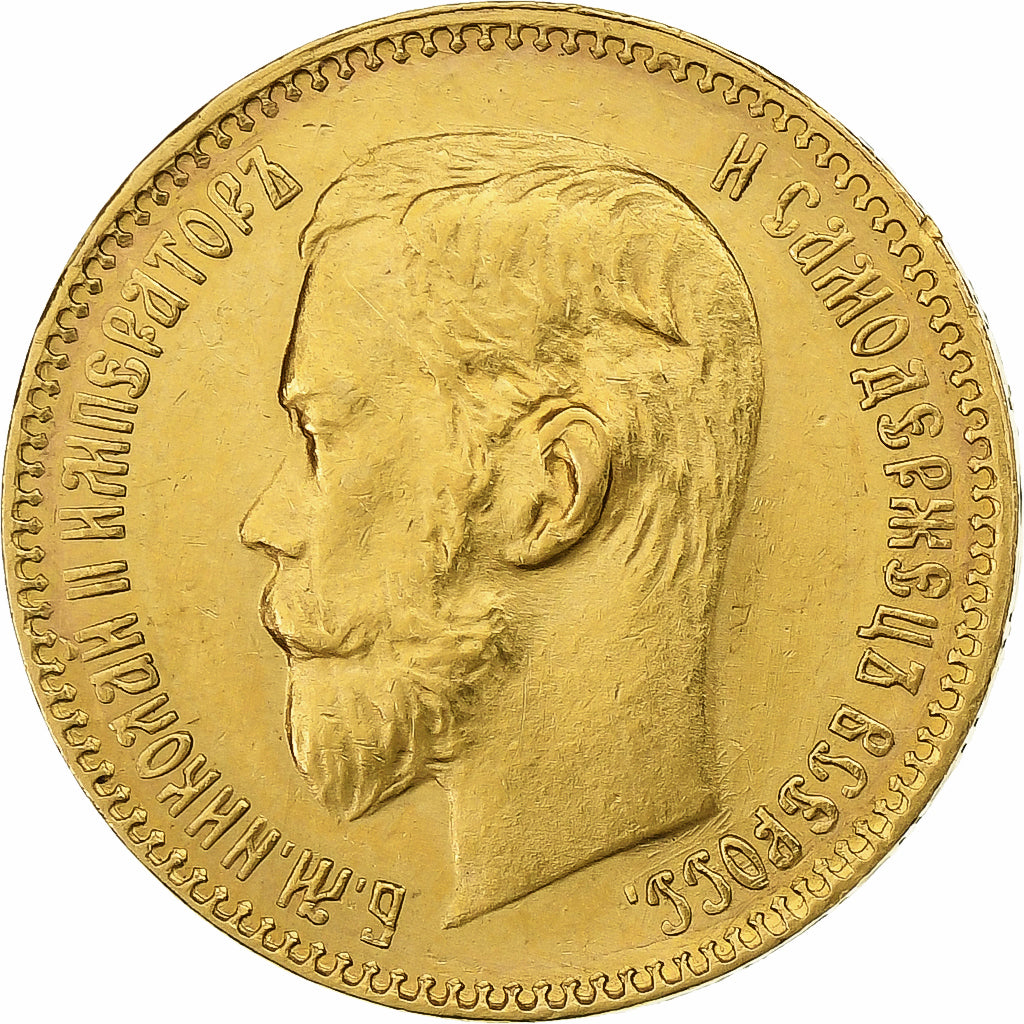 Russland, Nicholas II, 5 Roubles, 1898, St. Petersburg, Gold, SS+, KM:62
