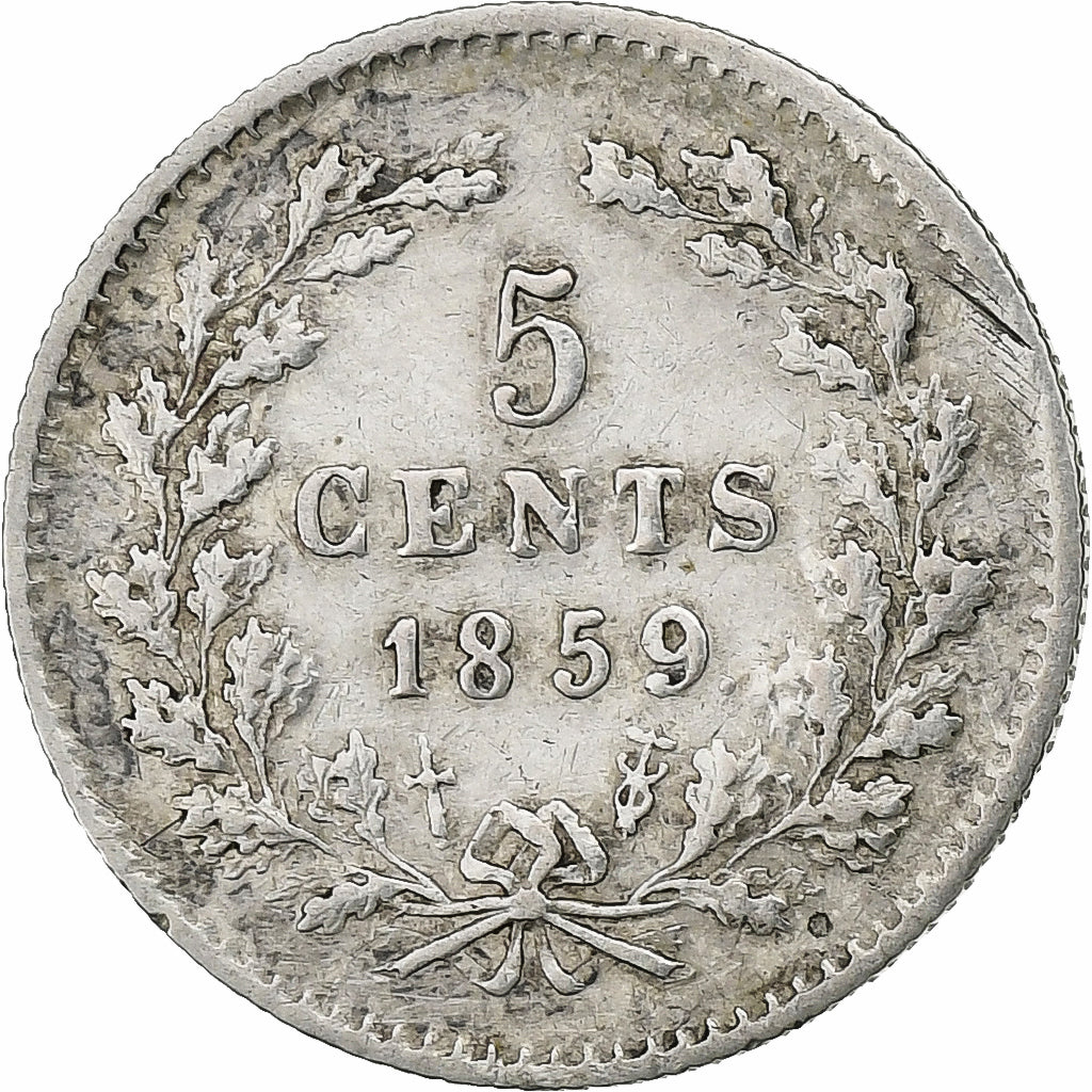 Niederlande, William III, 5 Cents, 1859, Silber, SS, KM:91
