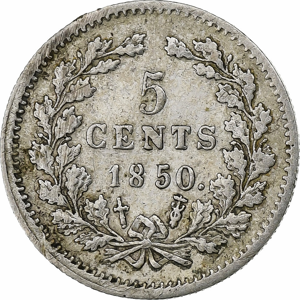 Nederland, William III, 5 Cents, 1850, Zilver, ZF, KM:91