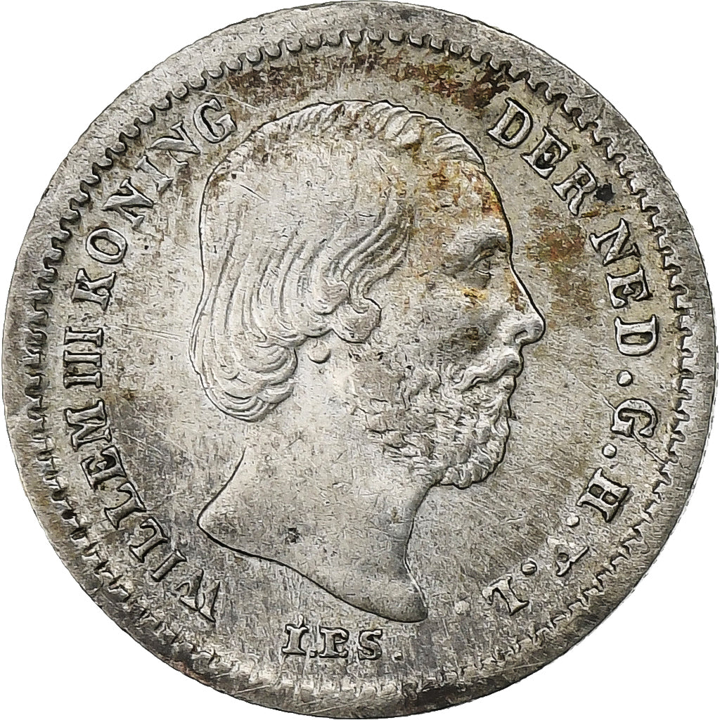 Países Bajos, William III, 5 Cents, 1850, Plata, MBC+, KM:91