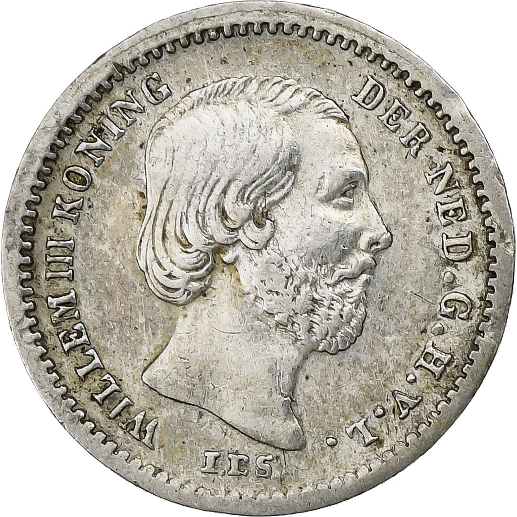 Países Bajos, William III, 5 Cents, 1850, Plata, MBC, KM:91