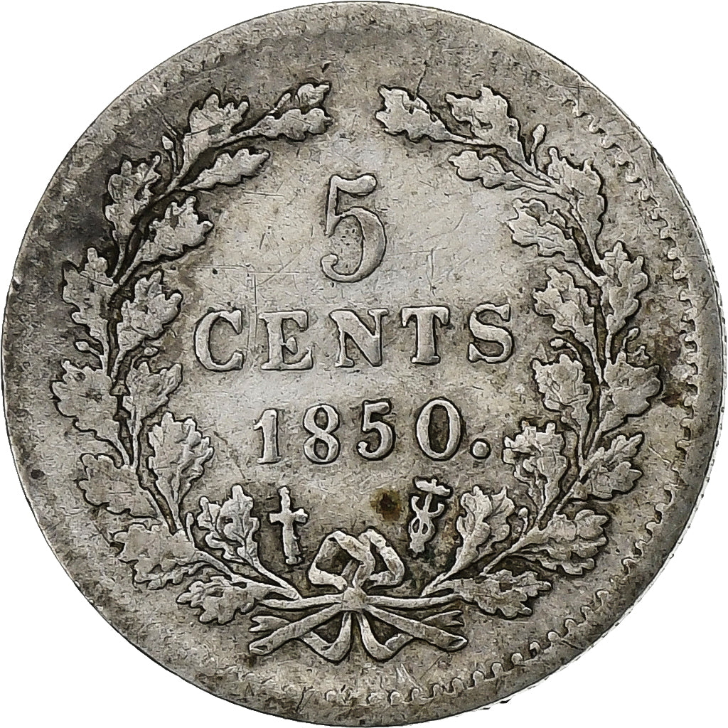 Nederland, William III, 5 Cents, 1850, Zilver, FR+, KM:91