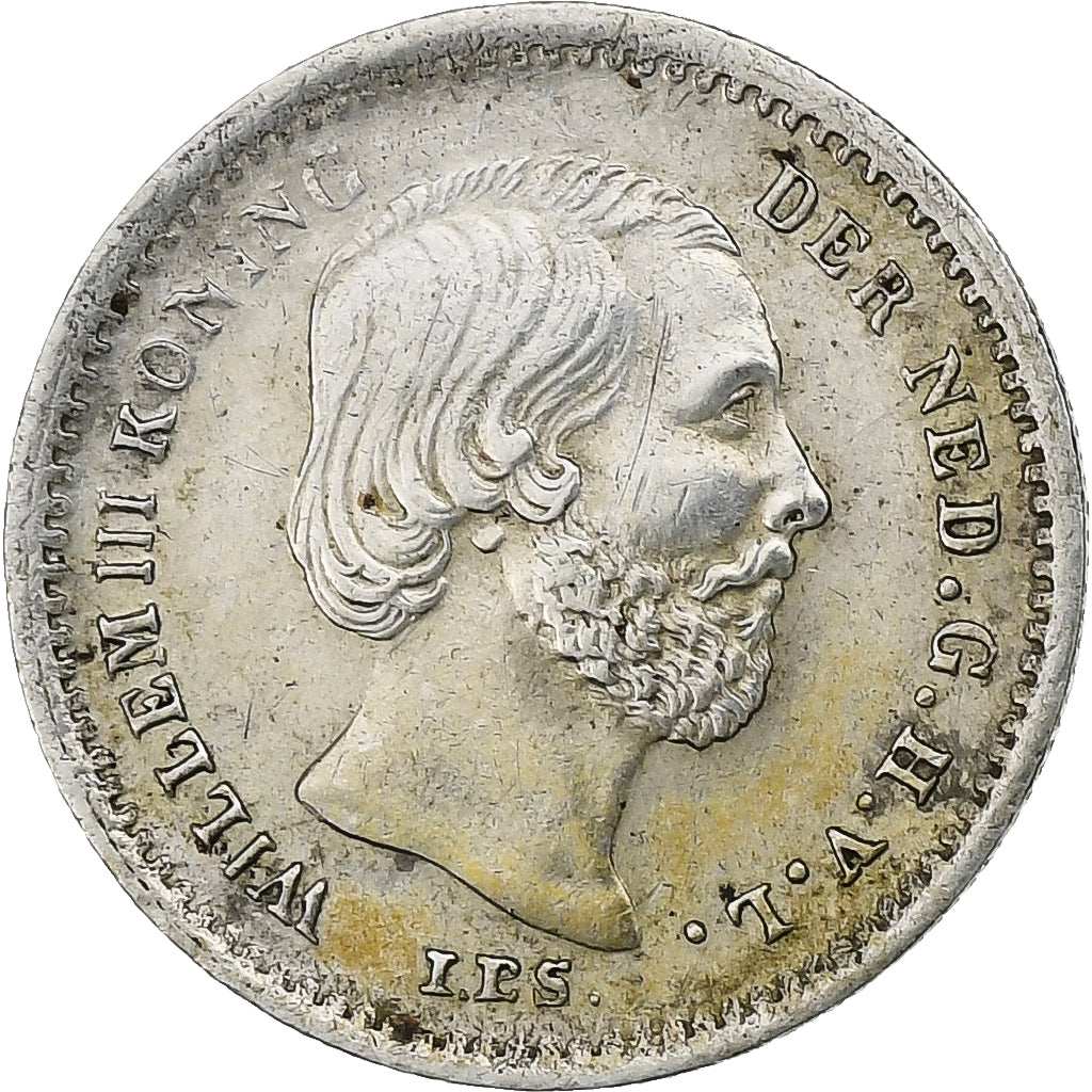 Paesi Bassi, William III, 5 Cents, 1855, Argento, BB+, KM:91