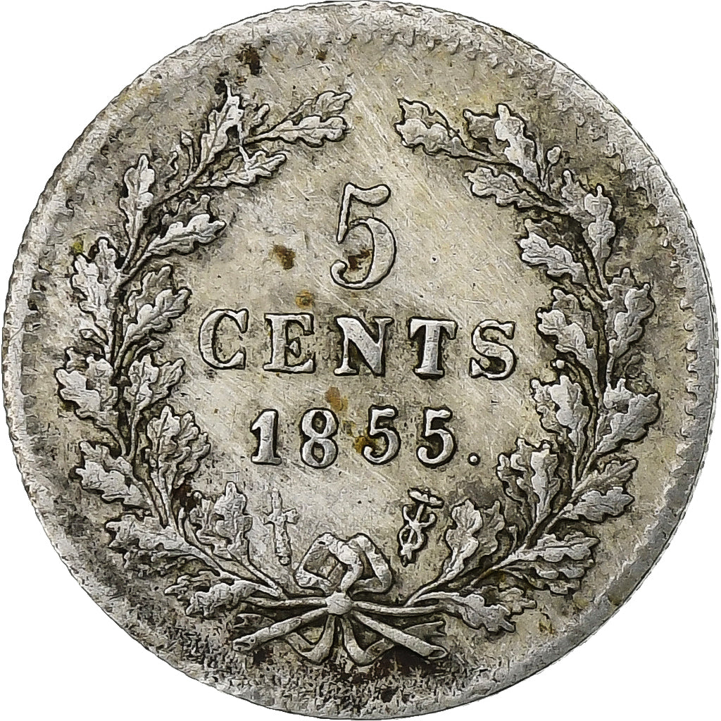 Paesi Bassi, William III, 5 Cents, 1855, Argento, BB+, KM:91