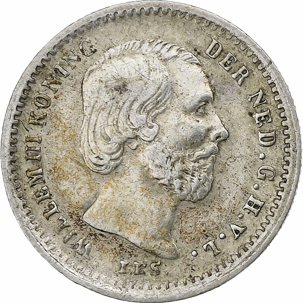 Países Baixos, William III, 5 Cents, 1855, Prata, EF(40-45), KM:91
