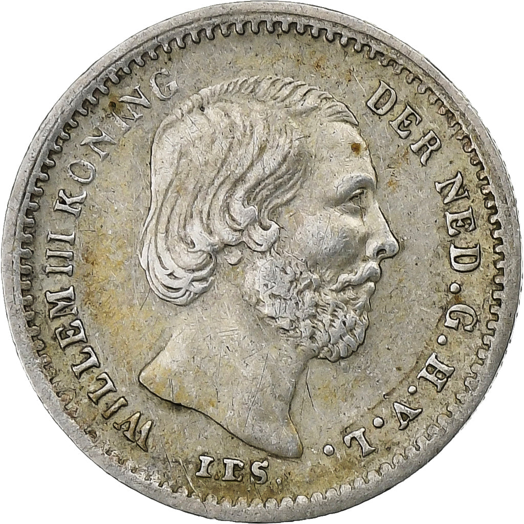 Países Baixos, William III, 5 Cents, 1855, Prata, EF(40-45), KM:91