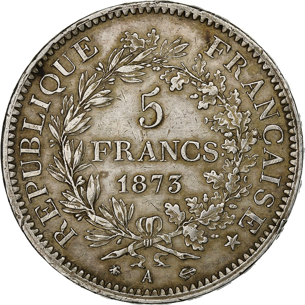 France, 5 Francs, Hercule, 1873, Paris, Argent, TTB, Gadoury:745a, KM:820.1