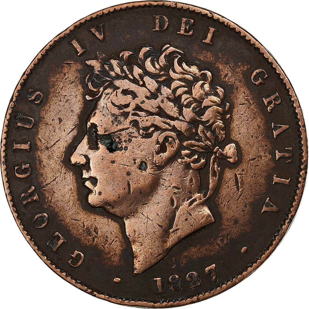 Great Britain, George IV, 1/2 Penny, 1827, Copper, VF(30-35), KM:692