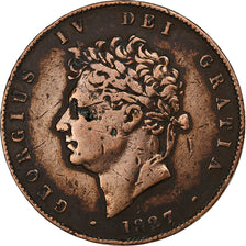 Great Britain, George IV, 1/2 Penny, 1827, Copper, VF(30-35), KM:692