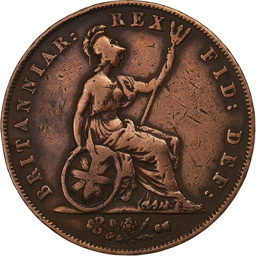 Great Britain, George IV, 1/2 Penny, 1827, Copper, VF(30-35), KM:692