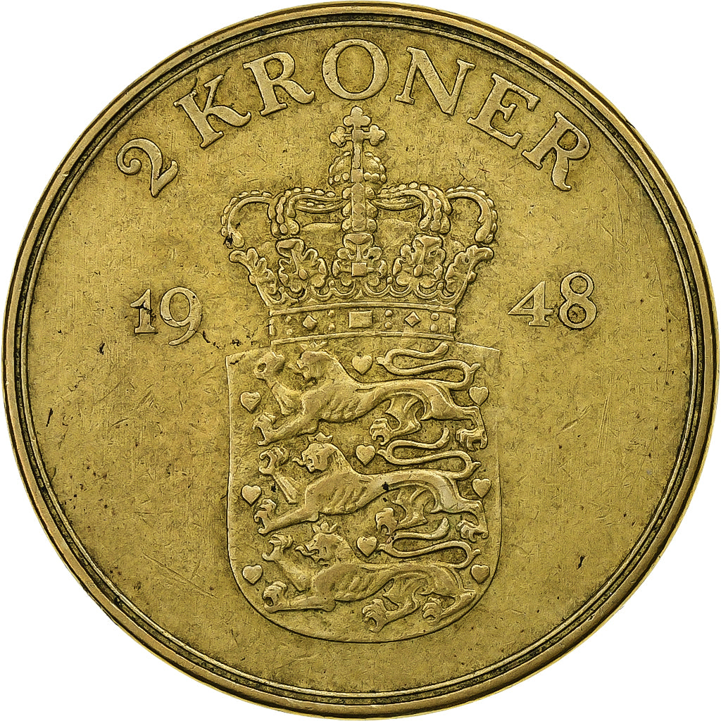 Dinamarca, Frederik IX, 2 Kroner, 1948, Copenhagen, Alumínio-Bronze, EF(40-45)