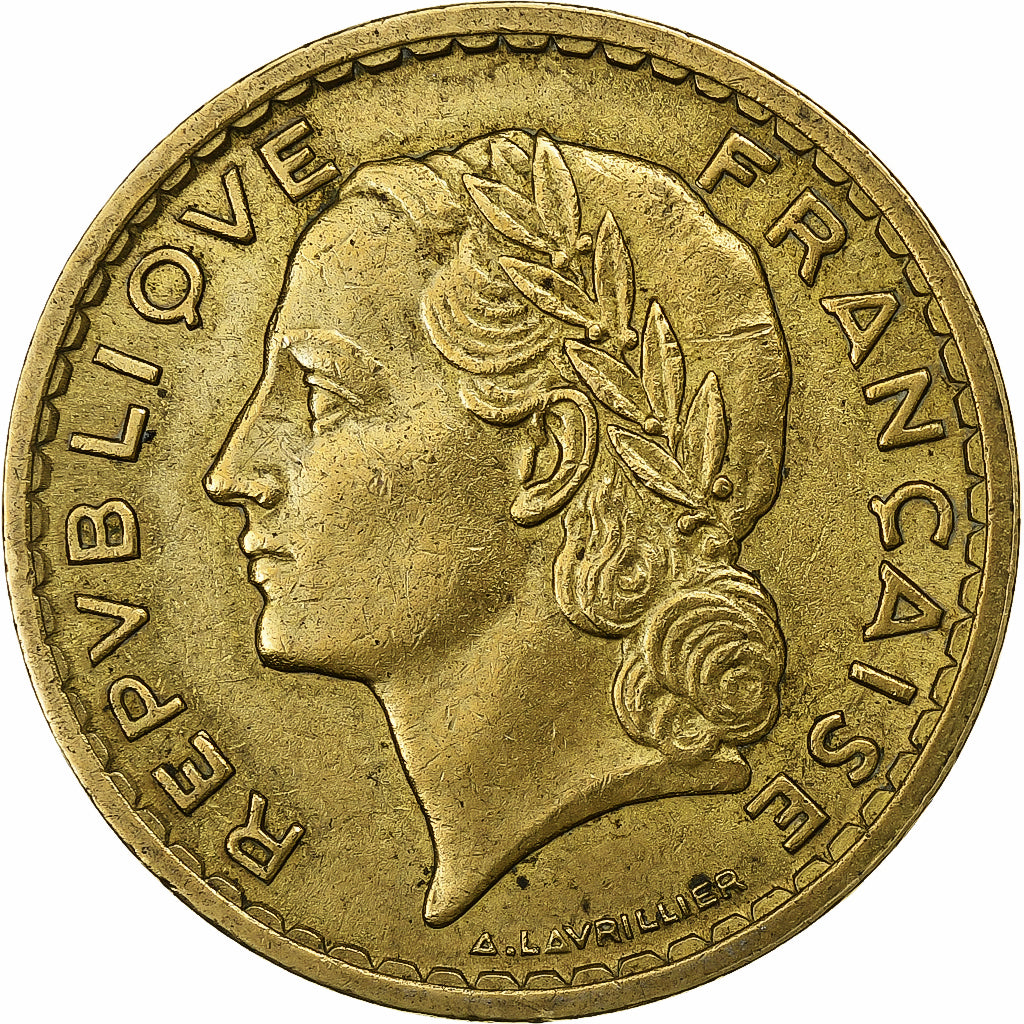 Francja, 5 Francs, Lavrillier, 1940, Paris, Aluminium-Brąz, AU(50-53)