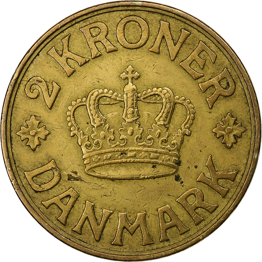Danimarca, Christian X, 2 Kroner, 1939, Copenhagen, Alluminio-bronzo, BB