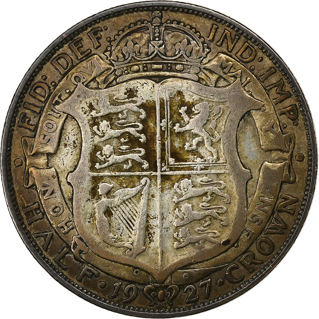 Great Britain, George V, 1/2 Crown, 1927, Silver, VF(30-35), KM:830