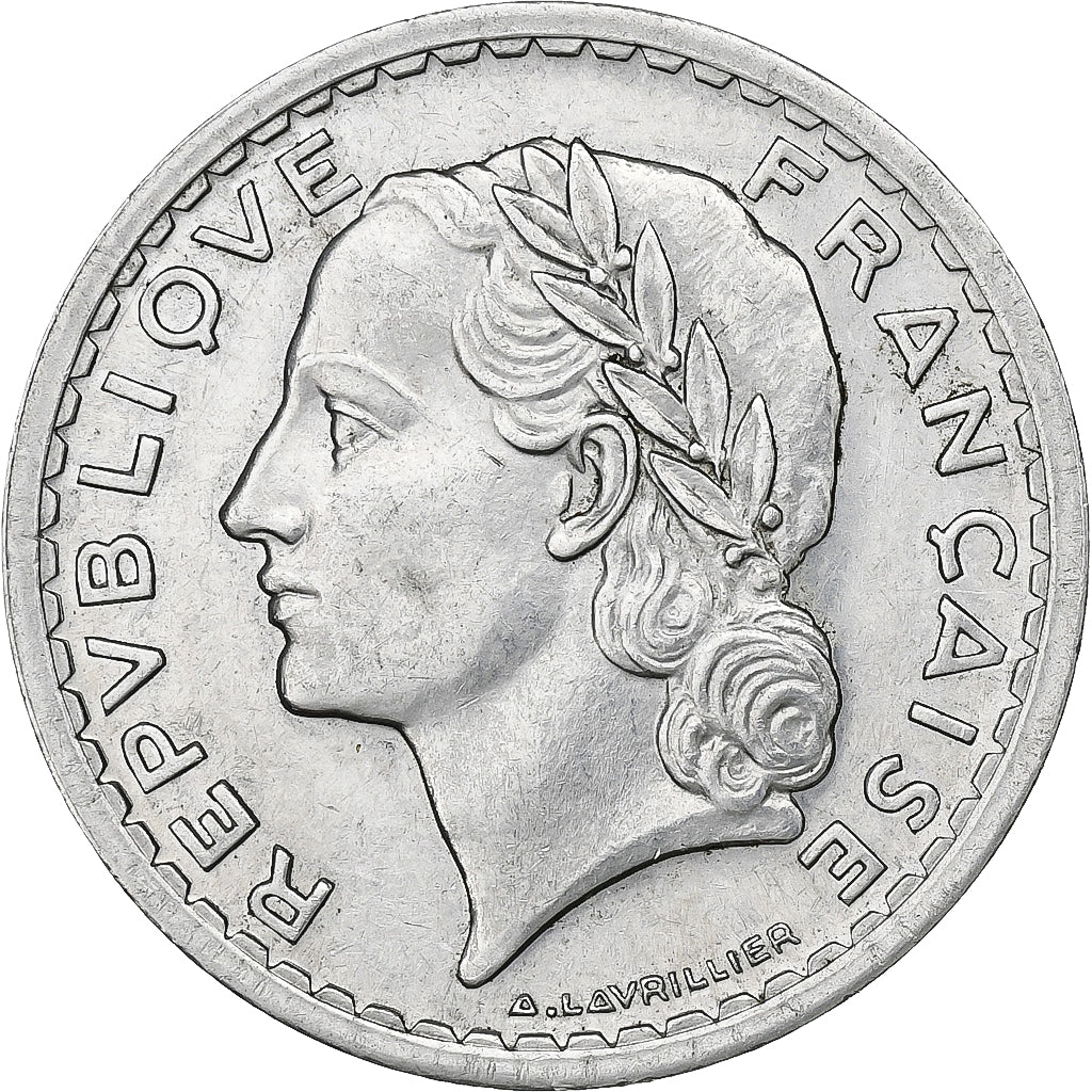 Francja, 5 Francs, Lavrillier, 1946, Paris, Aluminium, AU(55-58), Gadoury:766