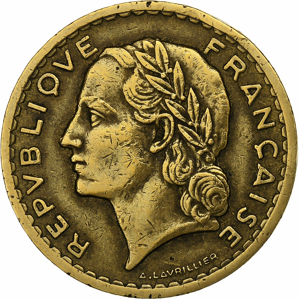 Francja, 5 Francs, Lavrillier, 1946, Paris, Aluminium-Brąz, EF(40-45)