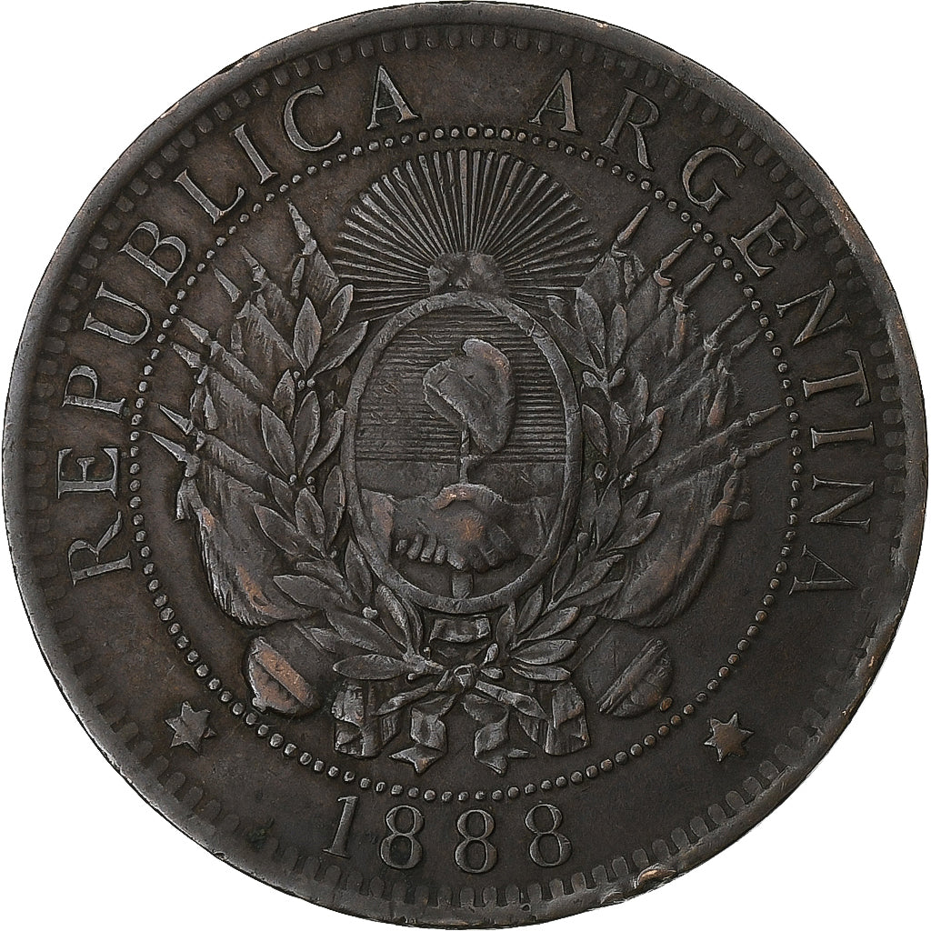 Argentina, 2 Centavos, 1888, Bronze, EF(40-45), KM:33