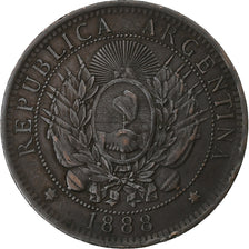 Argentina, 2 Centavos, 1888, Bronze, EF(40-45), KM:33