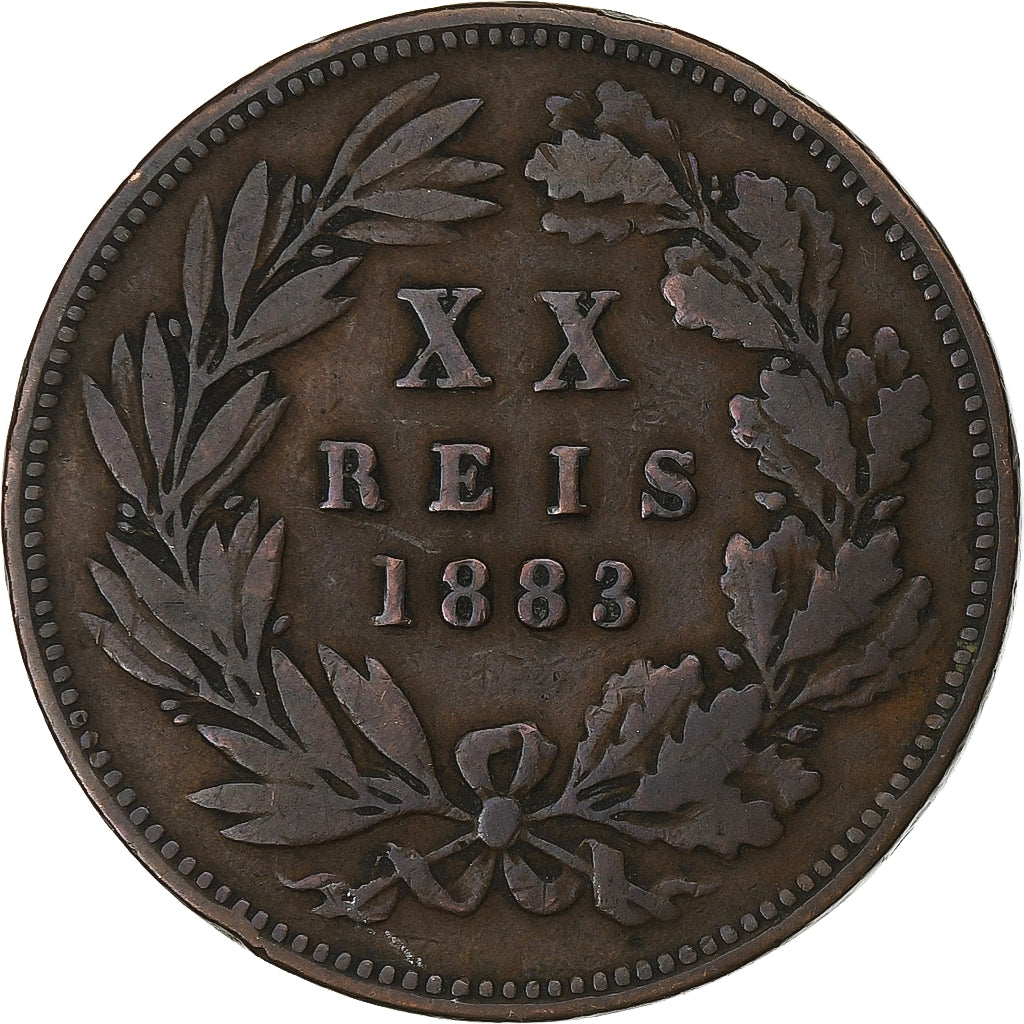 Portogallo, Luiz I, 20 Reis, 1883, Bronzo, MB+, KM:527
