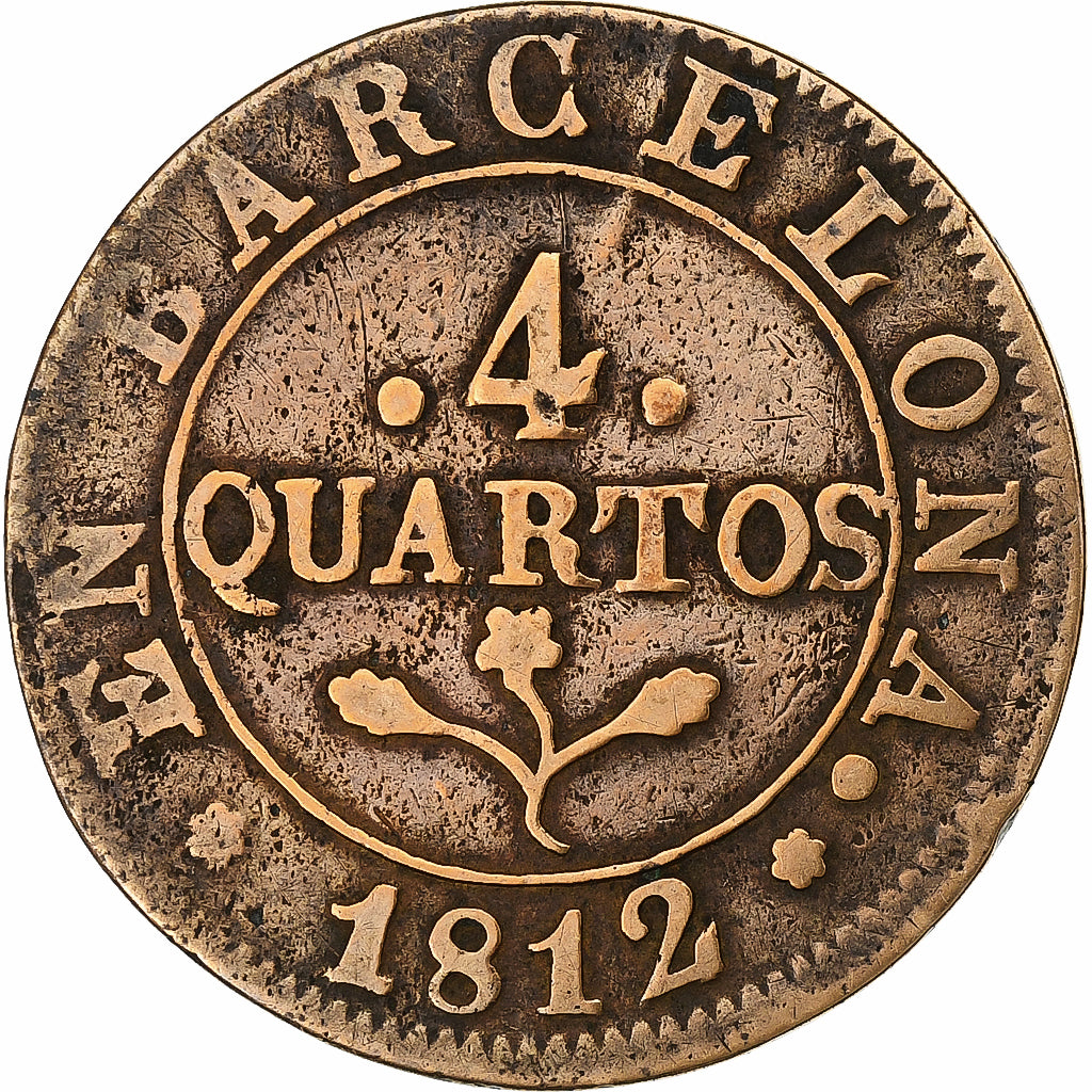 Spain, BARCELONA, Joseph (Jose) Napolean, 4 Quartos, 1812, Barcelona, Copper