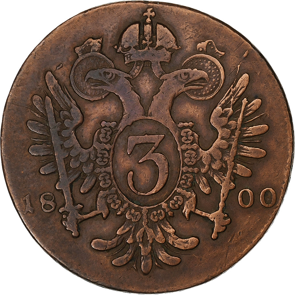 Austria, Franz II (I), 3 Kreuzer, 1800, Clausthal, Copper, VF(30-35), KM:2115.3
