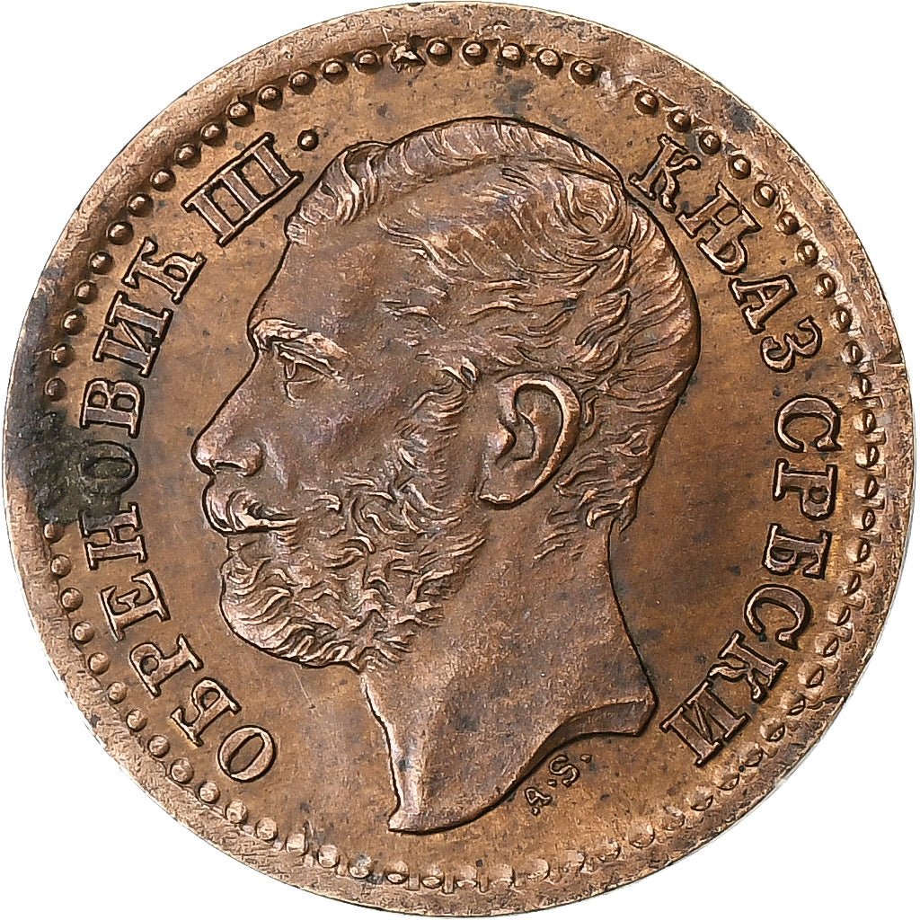 Serbia, Obrenovich Michael III, Para, 1868, Bronze, AU(50-53), KM:1.1