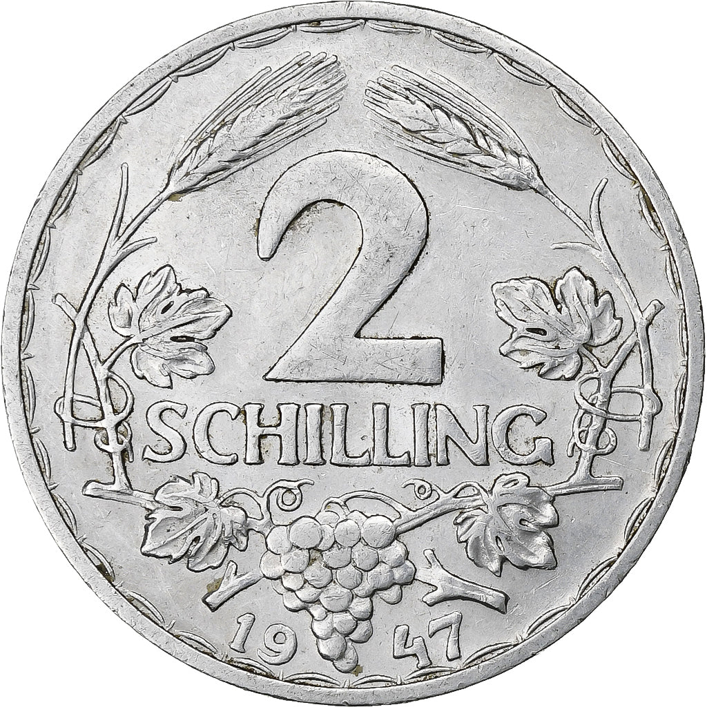 Austria, 2 Schilling, 1947, Aluminum, AU(50-53), KM:2872