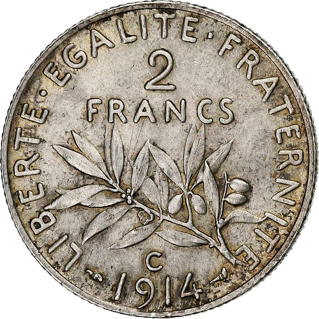 Francia, 2 Francs, Semeuse, 1914, Castelsarrasin, Argento, BB+, Gadoury:532