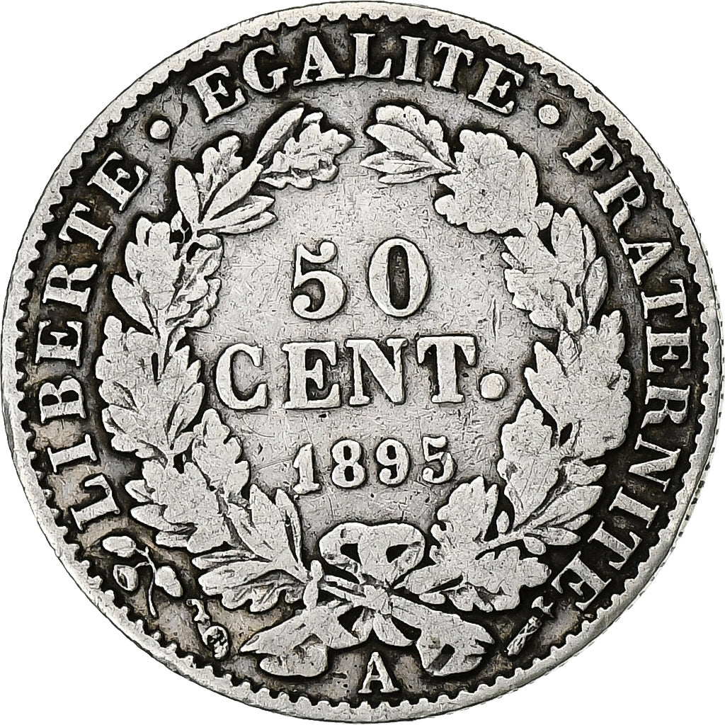 Francja, 50 Centimes, Cérès, 1895, Paris, Srebro, VF(30-35), Gadoury:419a