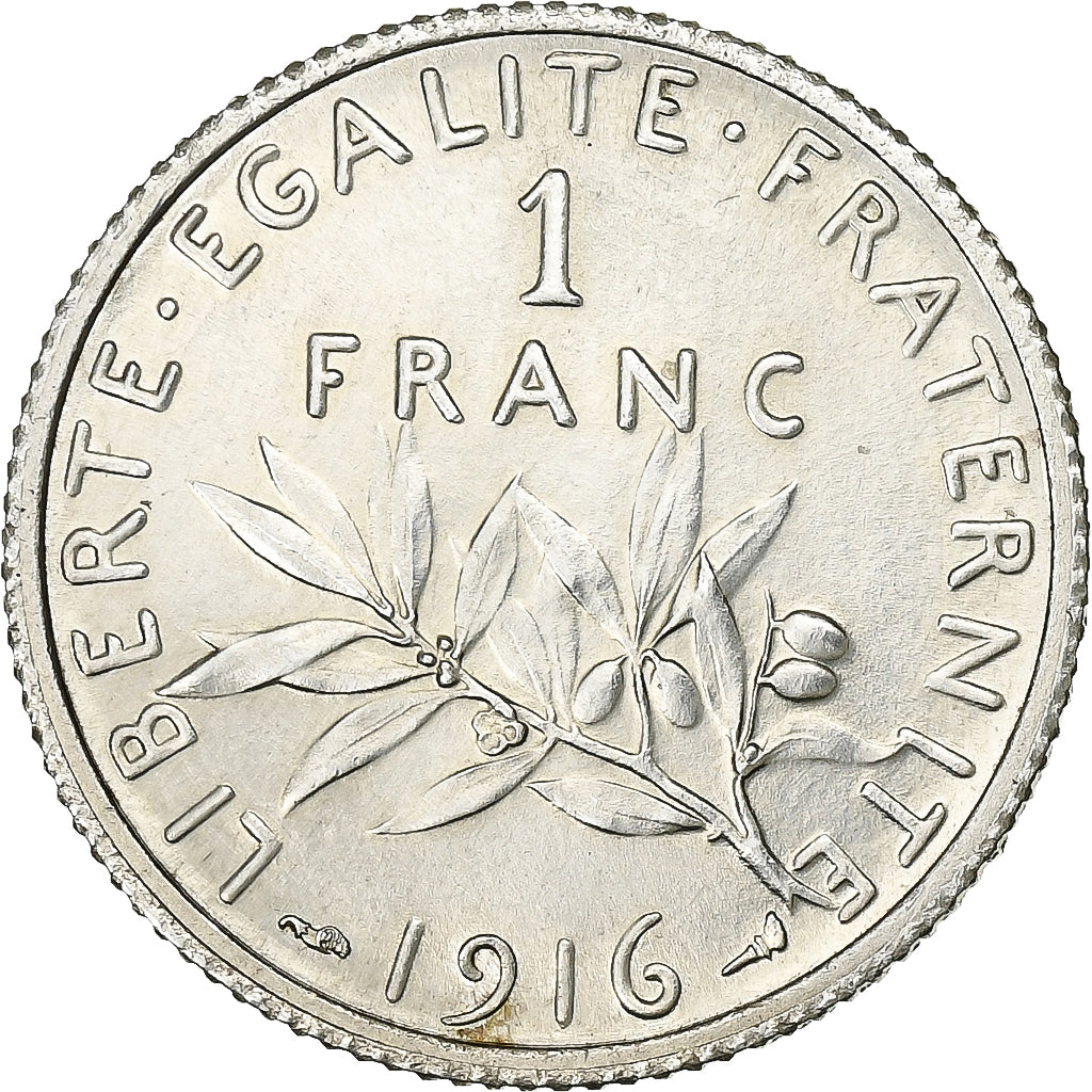 Frankrijk, Franc, Semeuse, 1916, Paris, Zilver, PR, Gadoury:467, KM:844.1