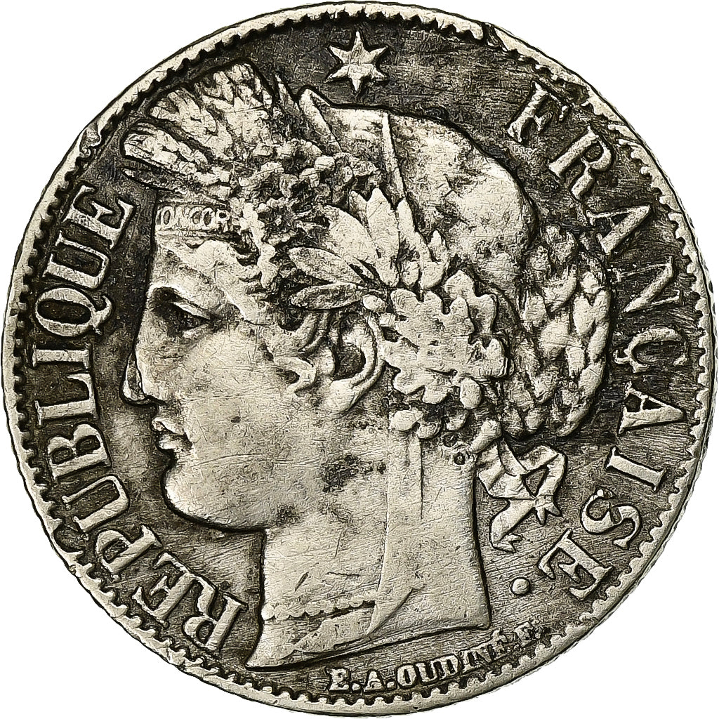 França, Franc, Cérès, 1888, Paris, Prata, VF(30-35), Gadoury:465a, KM:822.1