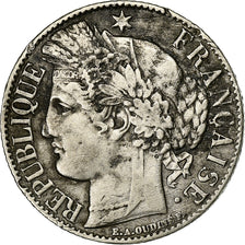 França, Franc, Cérès, 1888, Paris, Prata, VF(30-35), Gadoury:465a, KM:822.1