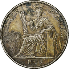 FRENCH INDO-CHINA, 20 Cents, 1920, San Francisco, Silver, EF(40-45)